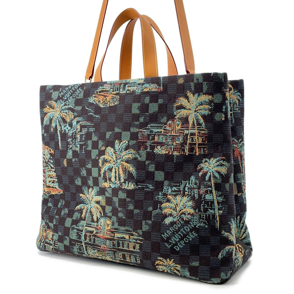 LOUIS VUITTON Shopper Tote Marina blueN00218 Damier Palm Tree Jacquard Cotton Size MM