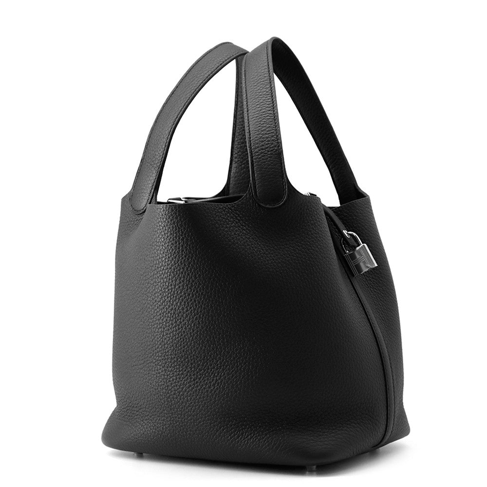 HERMES Picotin Lock Black Taurillon Clemence Size MM