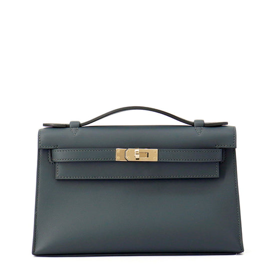 HERMES PochetteKelly Vert Mangrove Swift Leather