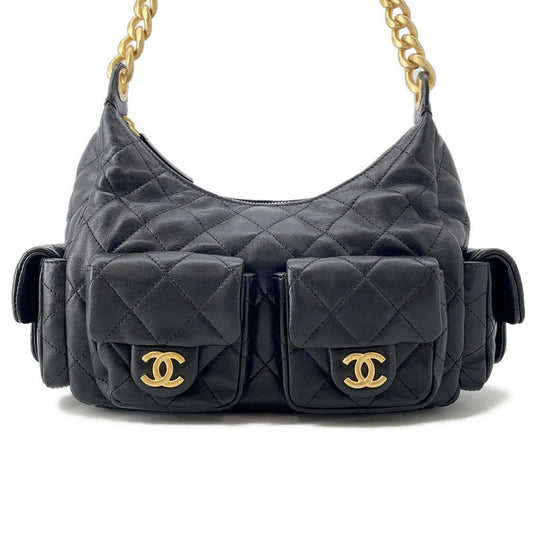 CHANEL Maxi Hobo Bag BlackAS5302 Shiny Lambskin