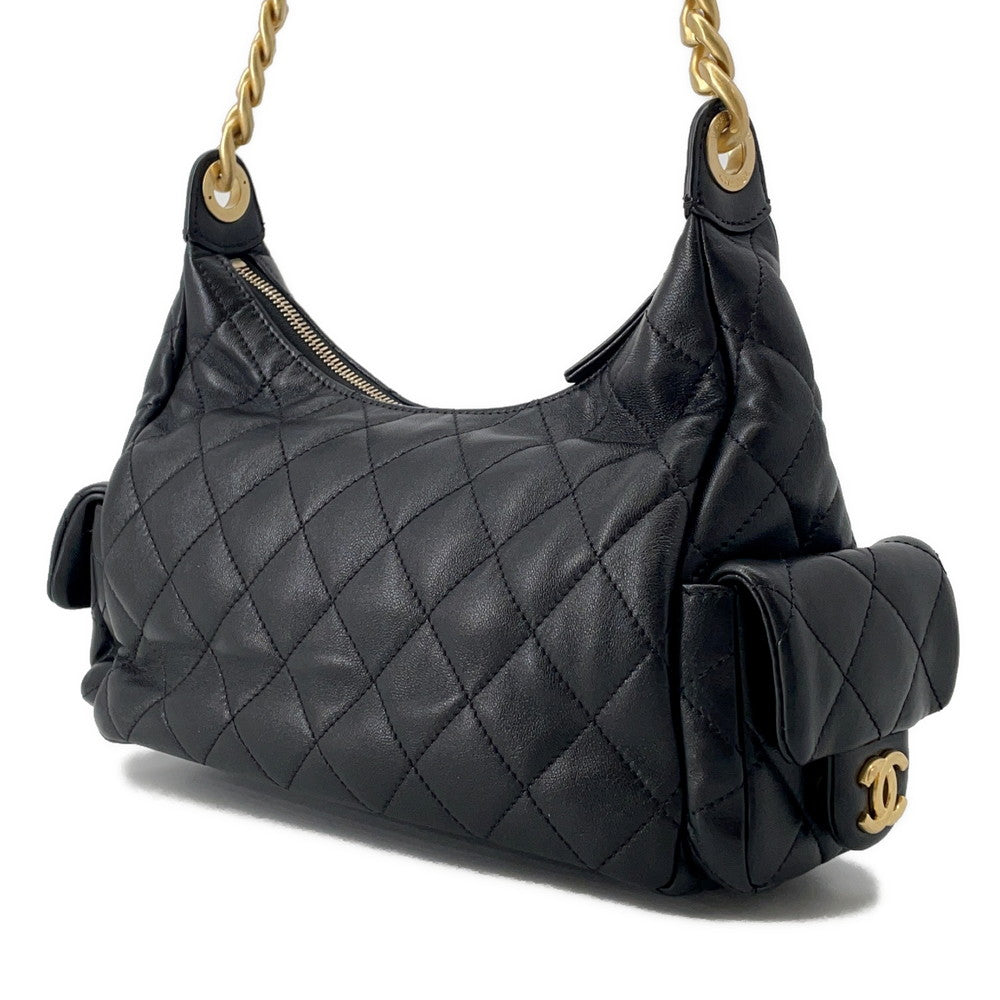 CHANEL Maxi Hobo Bag BlackAS5302 Shiny Lambskin