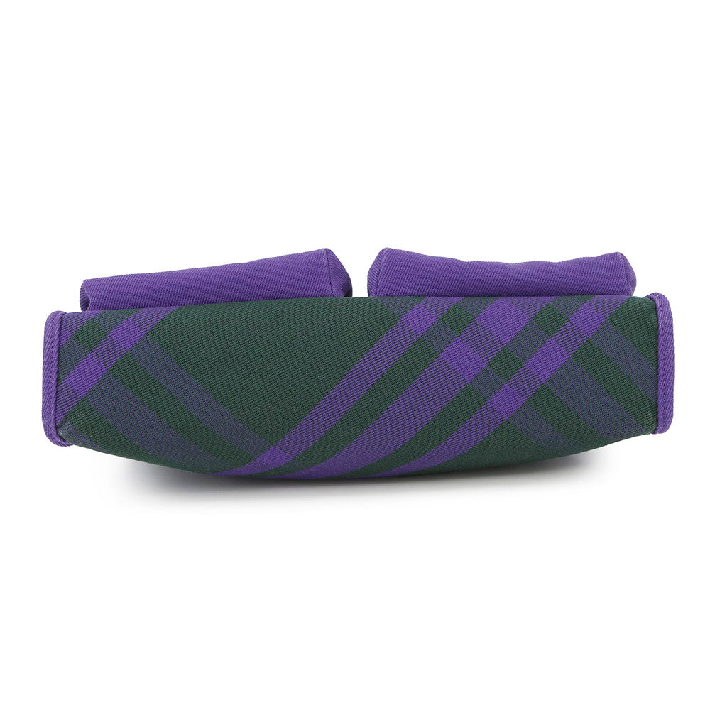 BURBERRY Check Pattern Clutch Bag Purple/Green8074939 Canvas