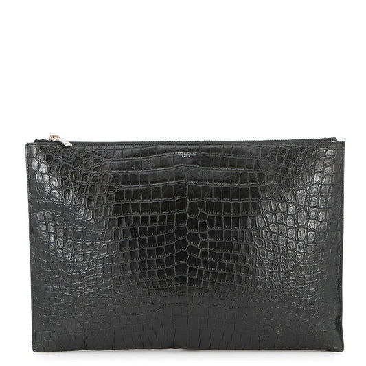 SAINT LAURENT PARIS Clutch Bag Black378261 Croco embossed leather