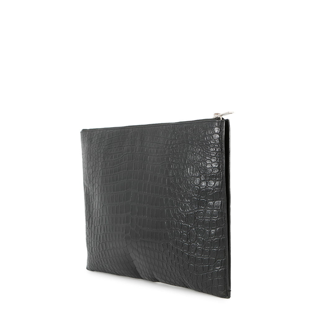 SAINT LAURENT PARIS Clutch Bag Black378261 Croco embossed leather