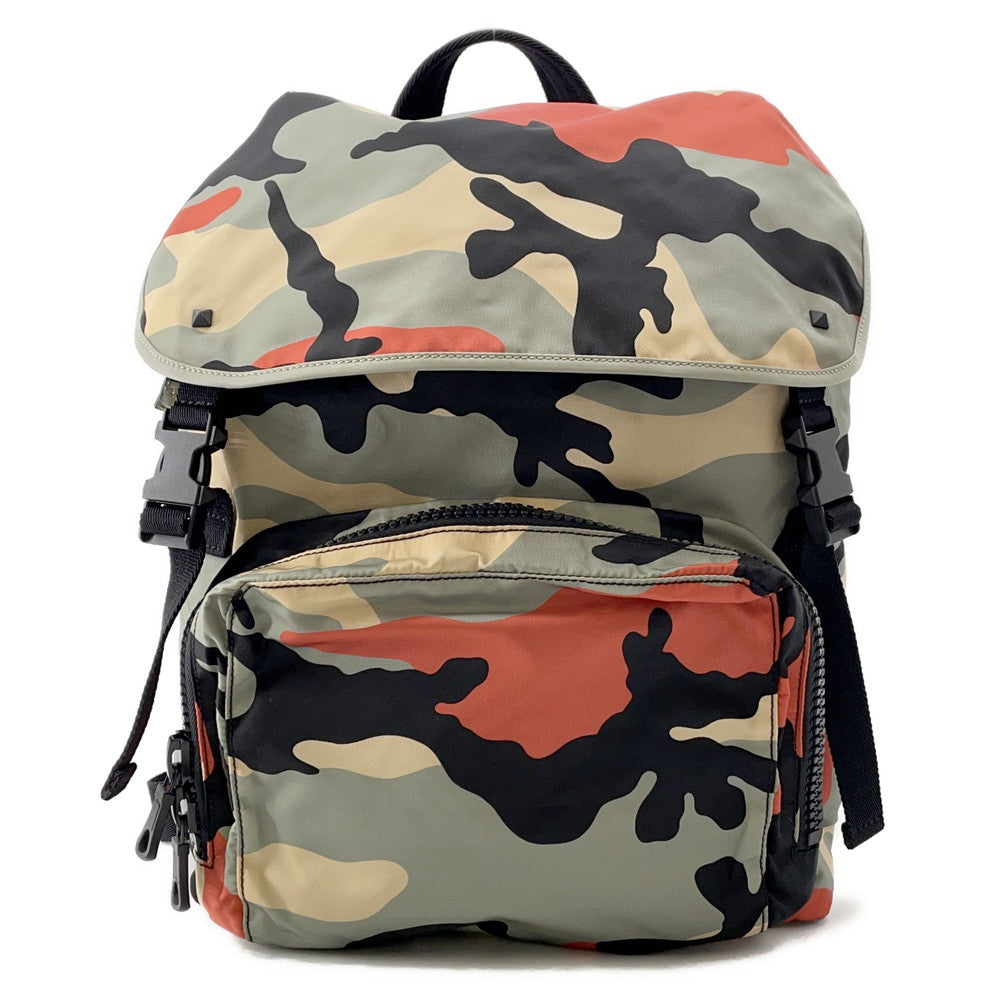 Valentino Garavani Camouflage Backpack Khaki/Black/Orange Nylon