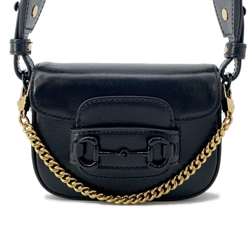 GUCCI Horsebit 1955 Shoulder Bag Black726863 Leather Size Mini