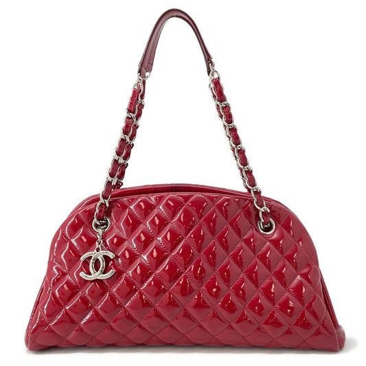 CHANEL Matelasse Mademoiselle Chain Boring Shoulder Red Patent Leather