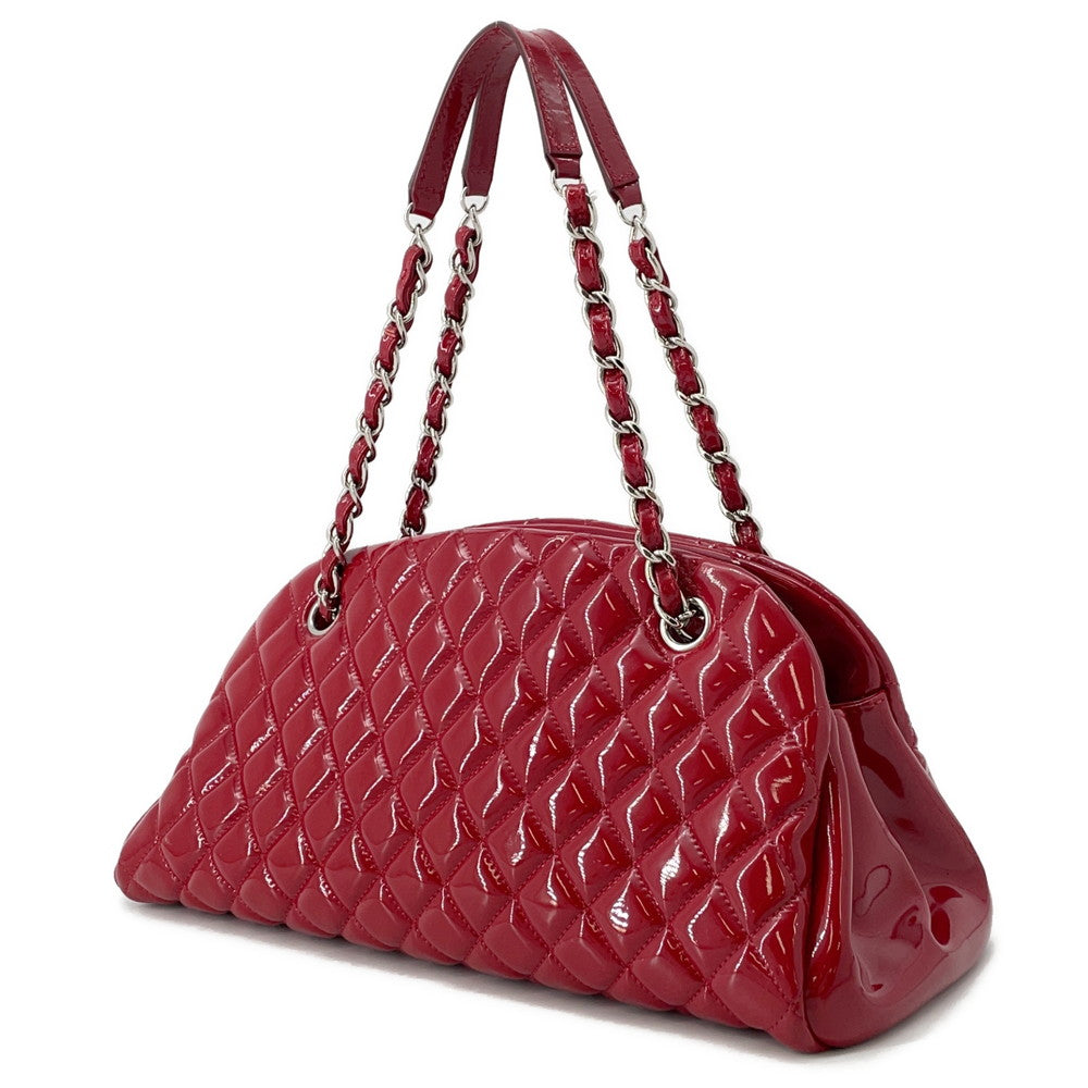 CHANEL Matelasse Mademoiselle Chain Boring Shoulder Red Patent Leather