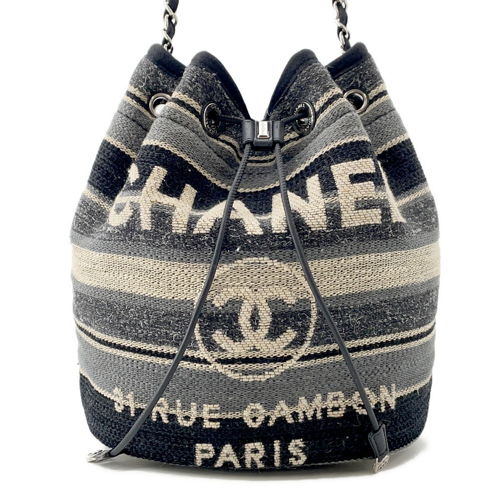 CHANEL Deauville Drawstring Shoulder Black/Gray/WhiteA57536 Canvas