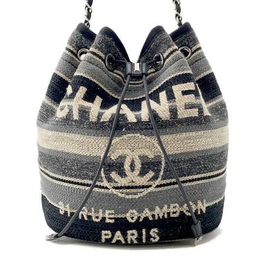 CHANEL Deauville Drawstring Shoulder Black/Gray/WhiteA57536 Canvas