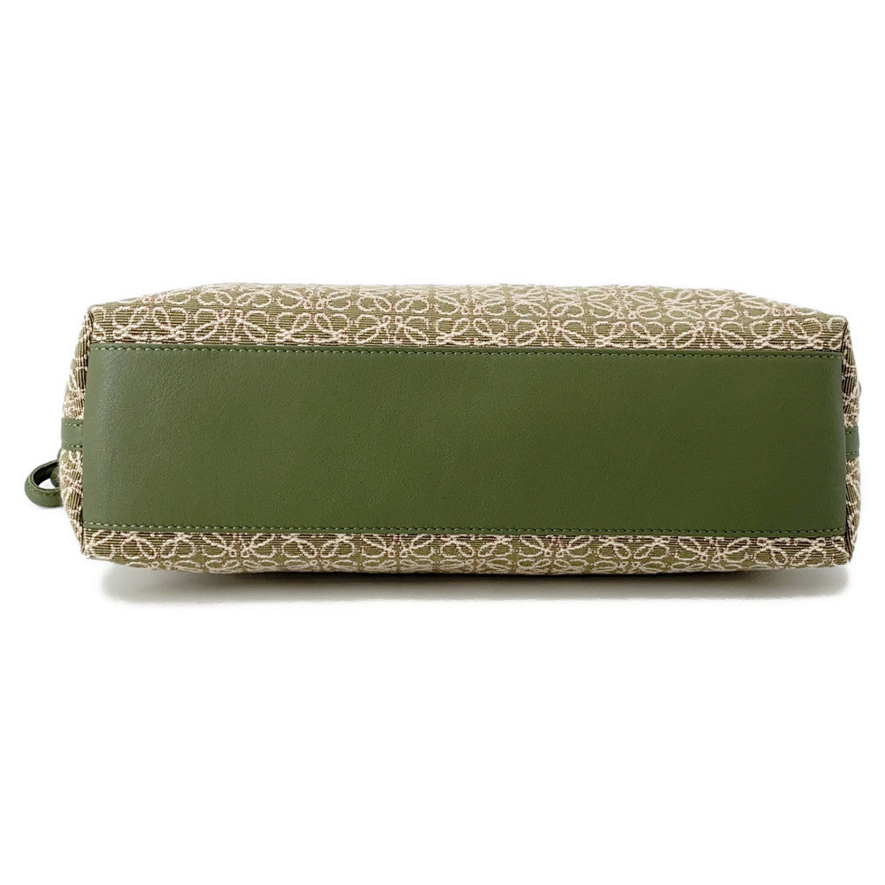 LOEWE Anagram Flamenco Clutch Shoulder Green/BeigeA411FC2X24 Canvas Leather