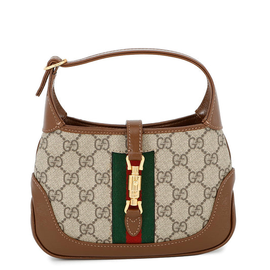GUCCI Jackie 1961 Handbag Beige/Brown?637092 GG Supreme Leather Size Mini