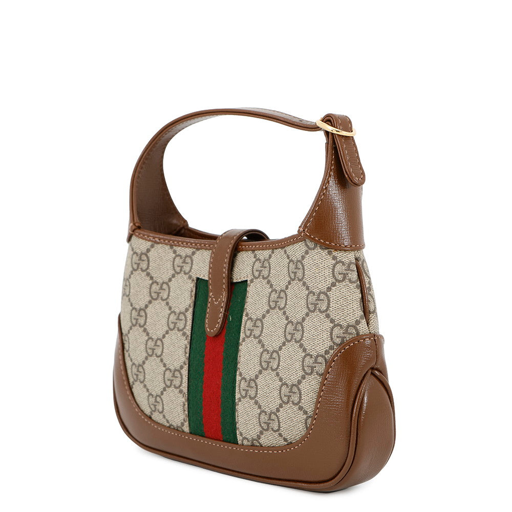 GUCCI Jackie 1961 Handbag Beige/Brown?637092 GG Supreme Leather Size Mini