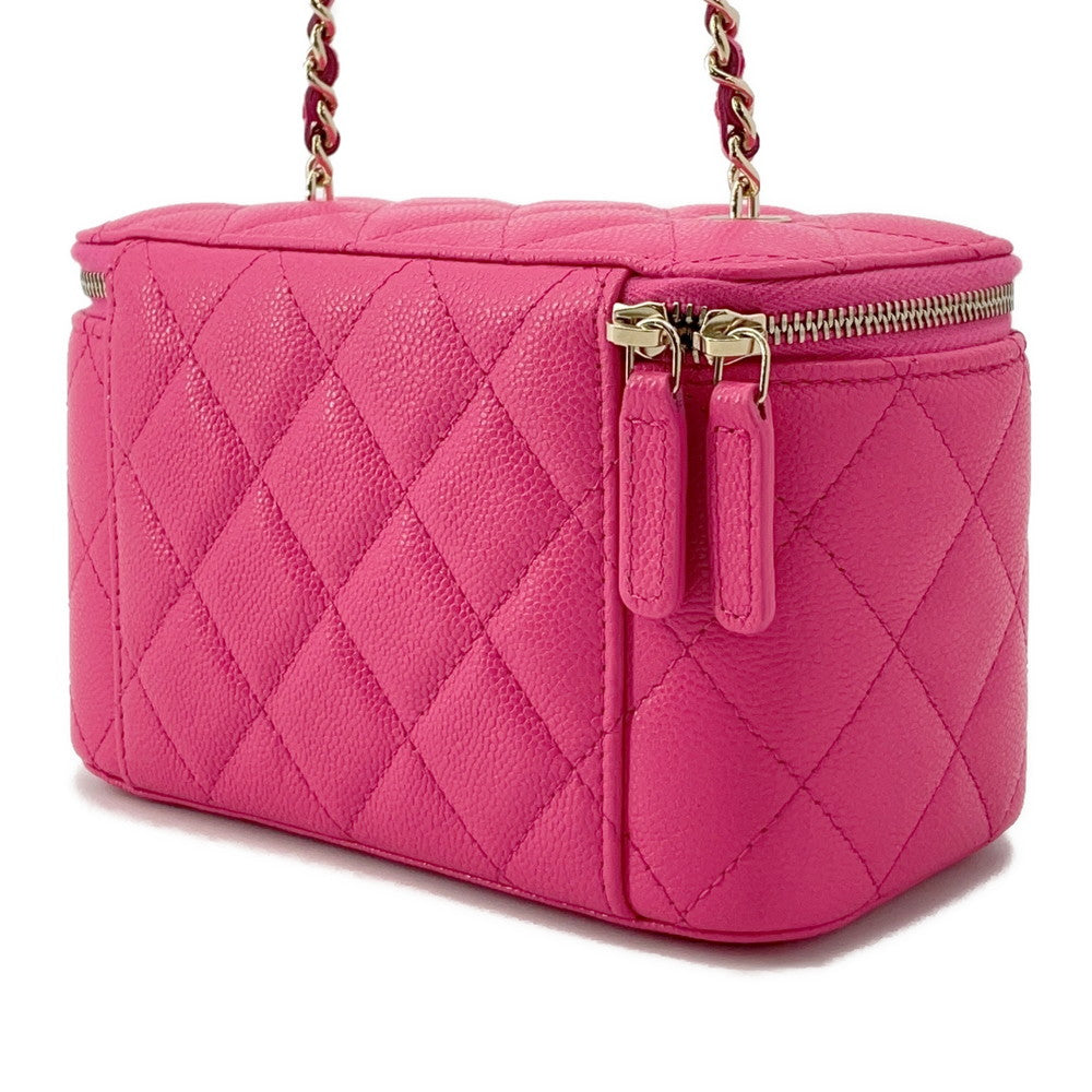 CHANEL Matelasse Vanity ChainShoulder Bag PinkAP1341 Caviar Leather Size Small