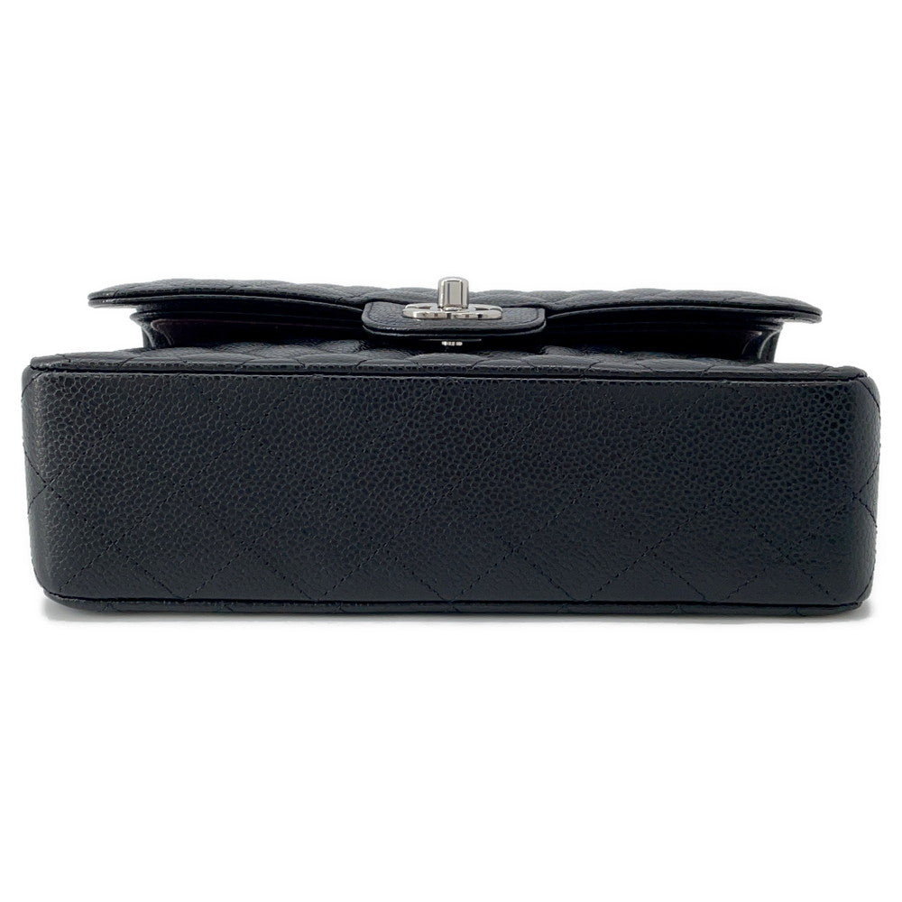 CHANEL Matelasse W-Flap W-Chain Shoulder Bag BlackA01113 Caviar Leather Size 23