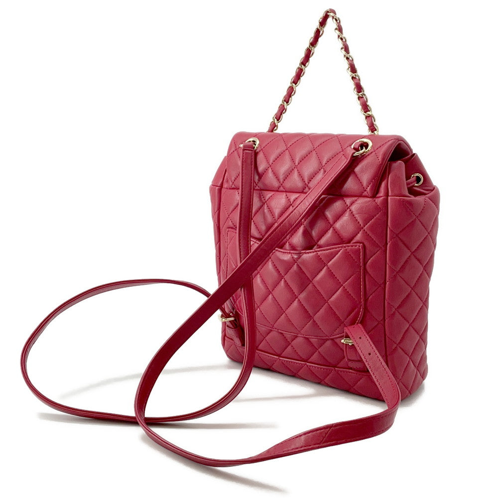 CHANEL Matelasse Chain Backpack RedA91121 Lambskin