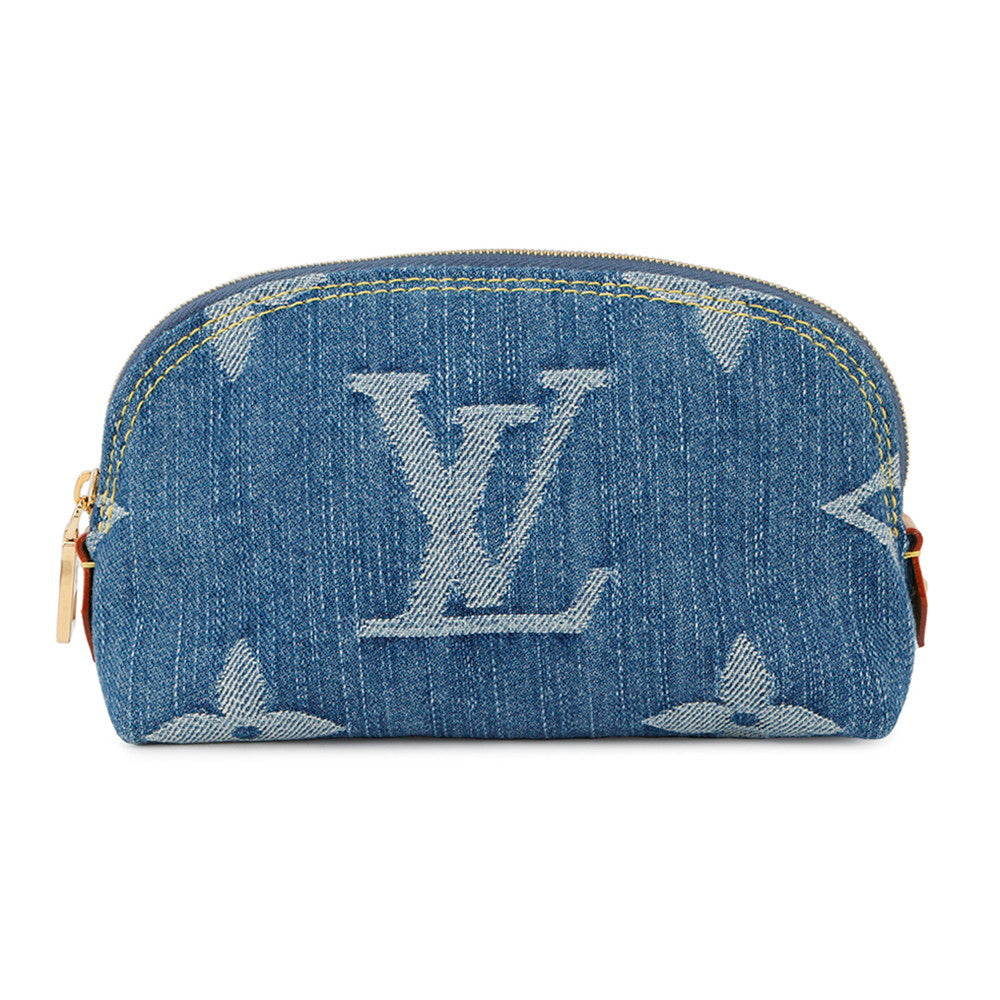 LOUIS VUITTON Pochette Cosmetic BlueM24316 MonogramDenim Size PM