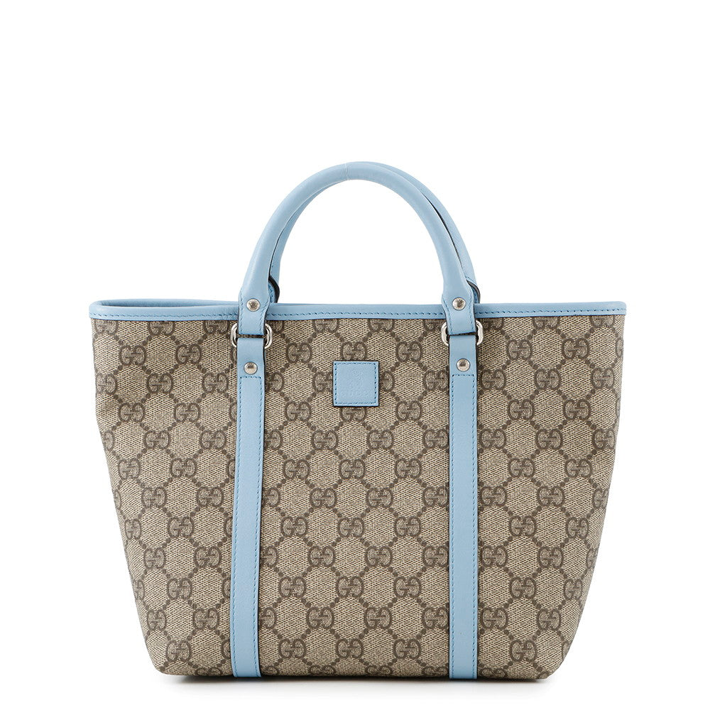 GUCCI Children's Tote Bag Beige/Light Blue/Brown297557 GG Supreme Leather