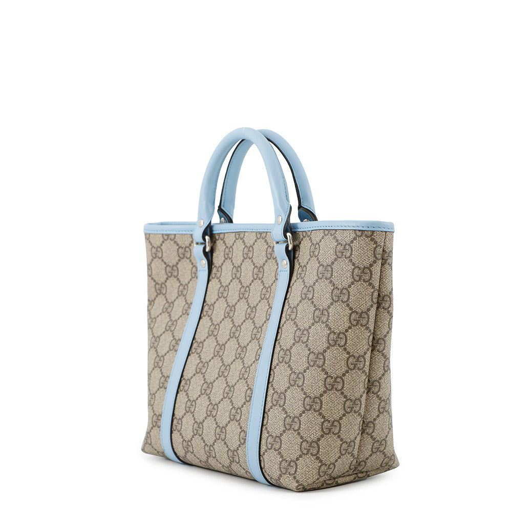 GUCCI Children's Tote Bag Beige/Light Blue/Brown297557 GG Supreme Leather
