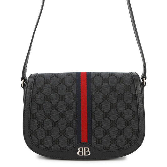 BALENCIAGA GUCCI × BALENCIAGA The Hacker Project Ophidia Shoulder Bag Black680121 Canvas Leather