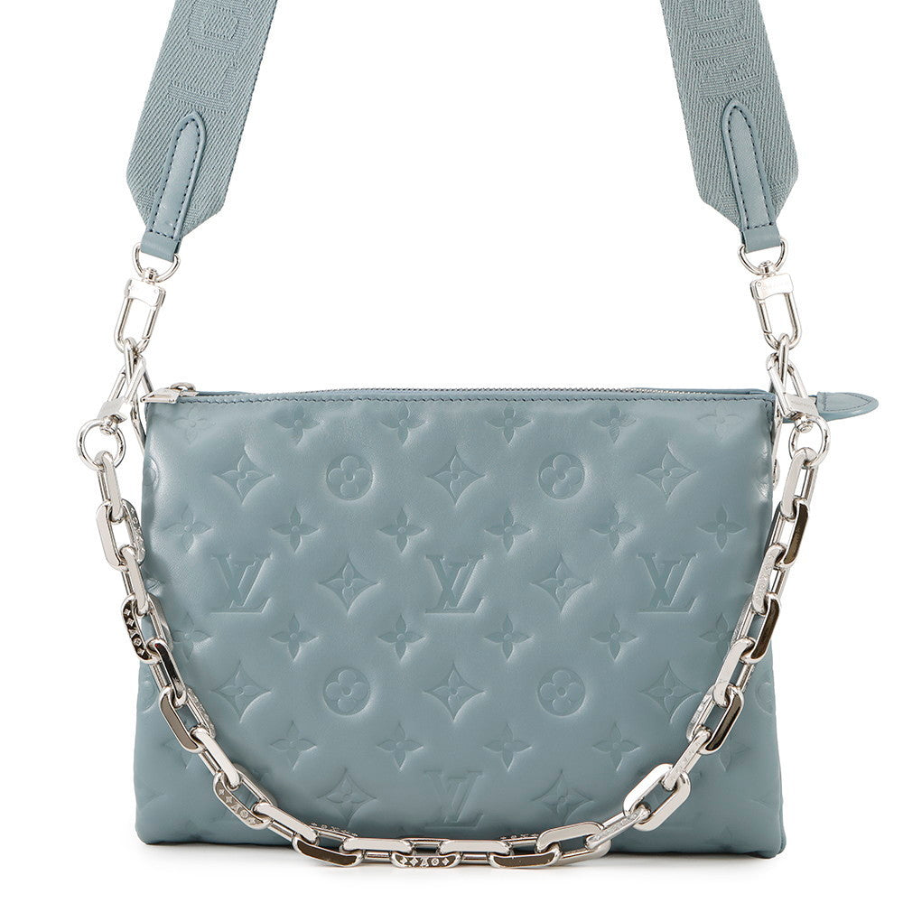 LOUIS VUITTON Coussin Blue Gacier/RedM21197 Monogram Embossed Lamb Leather Size PM