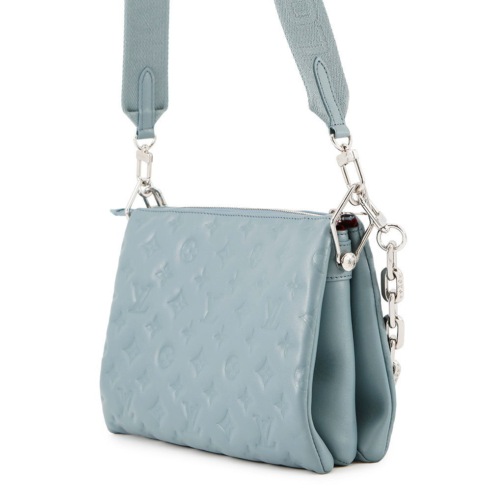 LOUIS VUITTON Coussin Blue Gacier/RedM21197 Monogram Embossed Lamb Leather Size PM