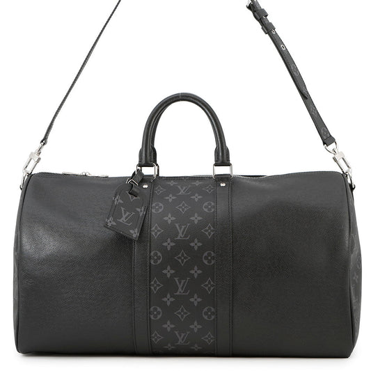 LOUIS VUITTON Taigarama Keepall Bandouliere NoirM53763 Taiga Leather Monogram Eclipse Size 50