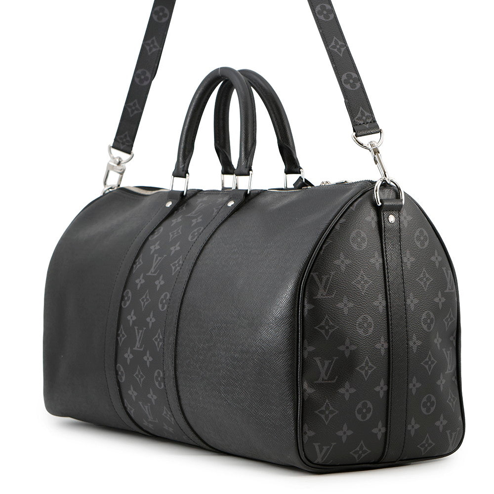 LOUIS VUITTON Taigarama Keepall Bandouliere NoirM53763 Taiga Leather Monogram Eclipse Size 50