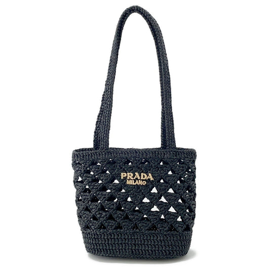 PRADA Crochet Tote Bag Black1BG494 Straw