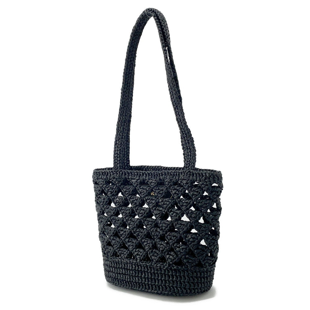 PRADA Crochet Tote Bag Black1BG494 Straw