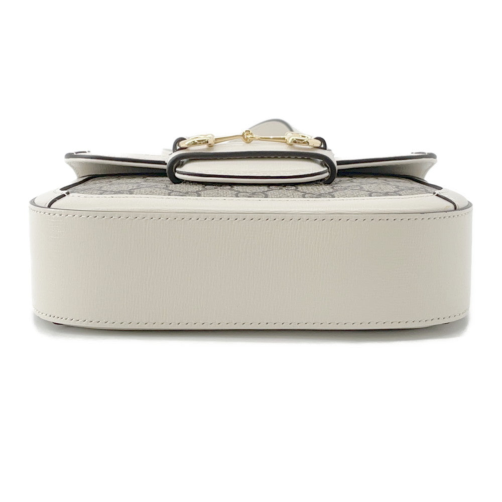 GUCCI GG Supreme Horsebit Shoulder Bag Beige/Ivory658574 PVC Leather