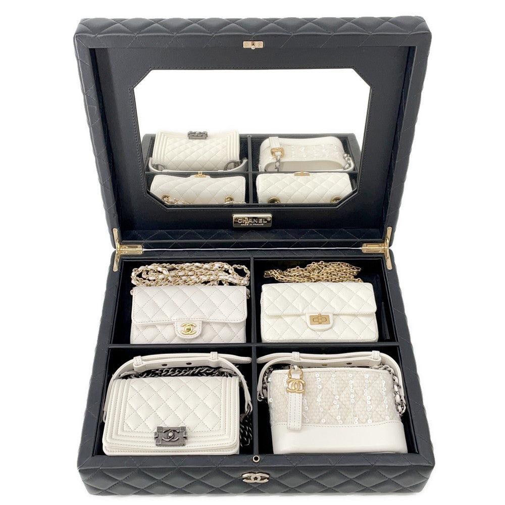CHANEL Success Story Bag 4-piece set Black/WhiteAS1949 Lambskin Caviar Leather Sequins