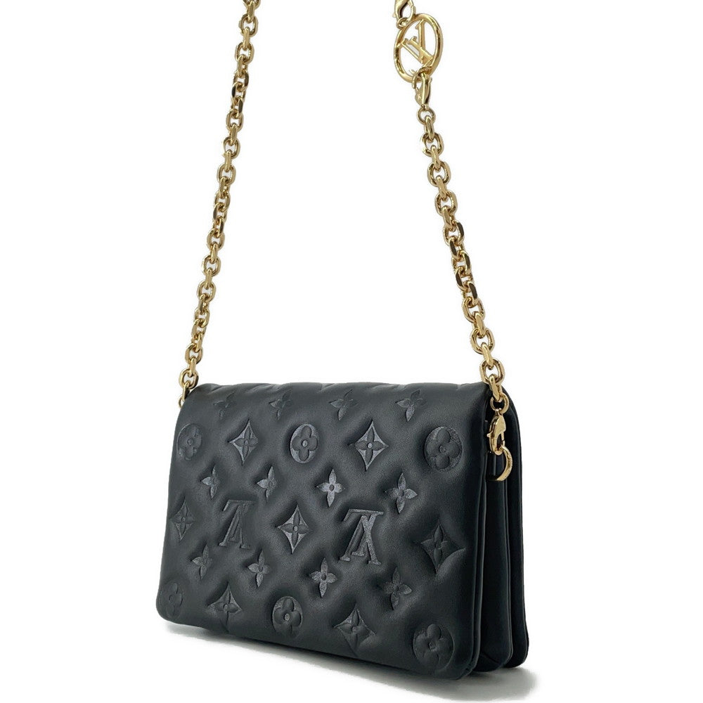 LOUIS VUITTON Pochette・Coussin NoirM82116 Monogram Embossed Lamb Leather