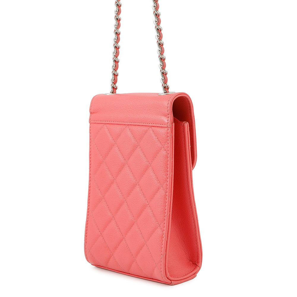 CHANEL Matelasse phone case Pink Leather