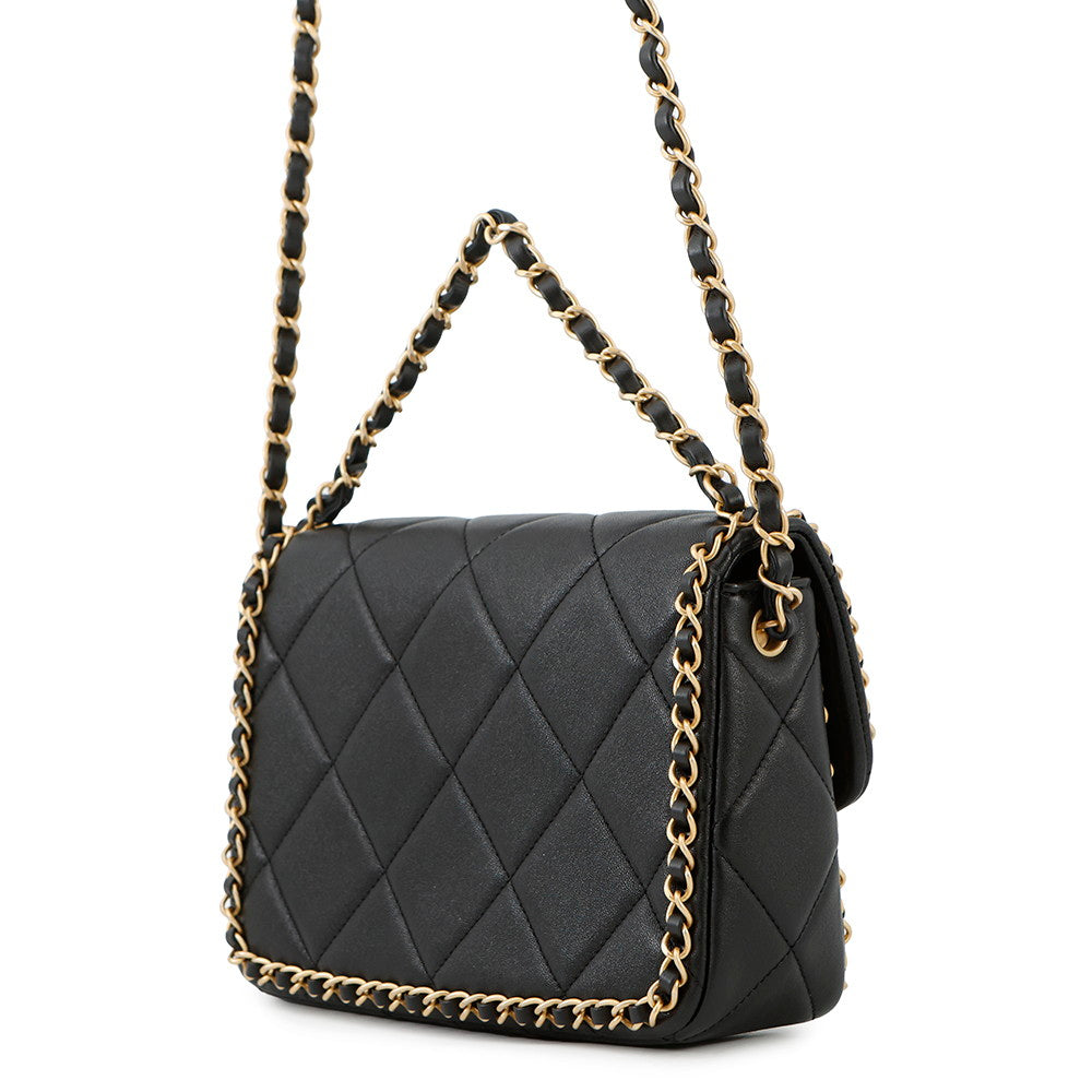 CHANEL Matelasse Flap Shoulder BlackAS5089 Lambskin
