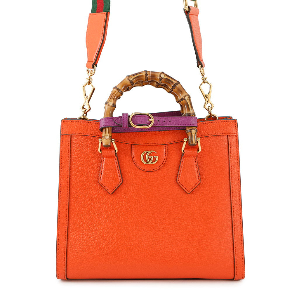 GUCCI Diana 2WAYBag Orange/Beige702721 Leather Size Small