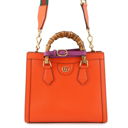 GUCCI Diana 2WAYBag Orange/Beige702721 Leather Size Small