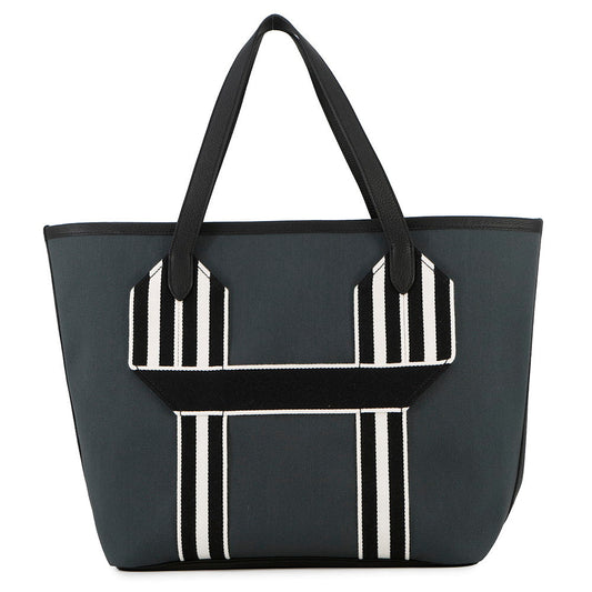 HERMES Pure Sangle Tote Vert Rousseau/Black Toile Military Taurillon Clemence