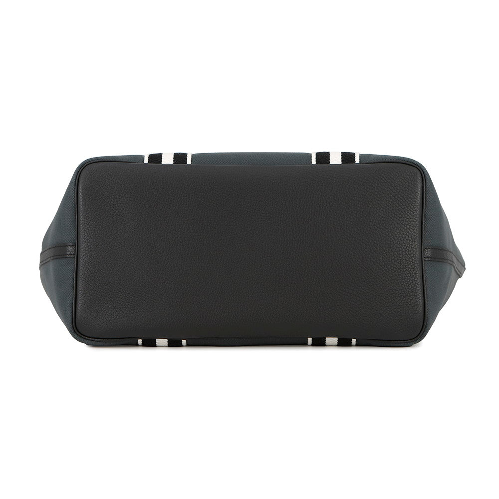 HERMES Pure Sangle Tote Vert Rousseau/Black Toile Military Taurillon Clemence