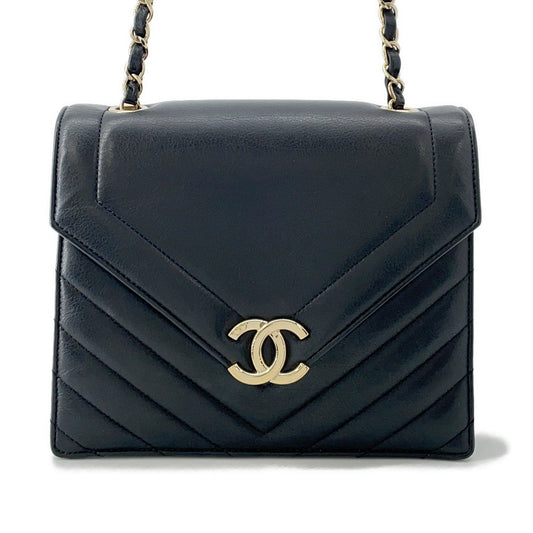 CHANEL Chevron ChainShoulder Bag BlackAS0025 Lambskin