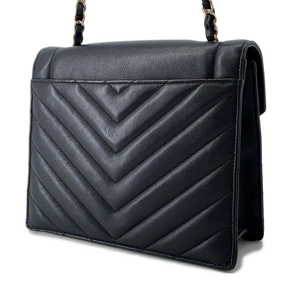 CHANEL Chevron ChainShoulder Bag BlackAS0025 Lambskin