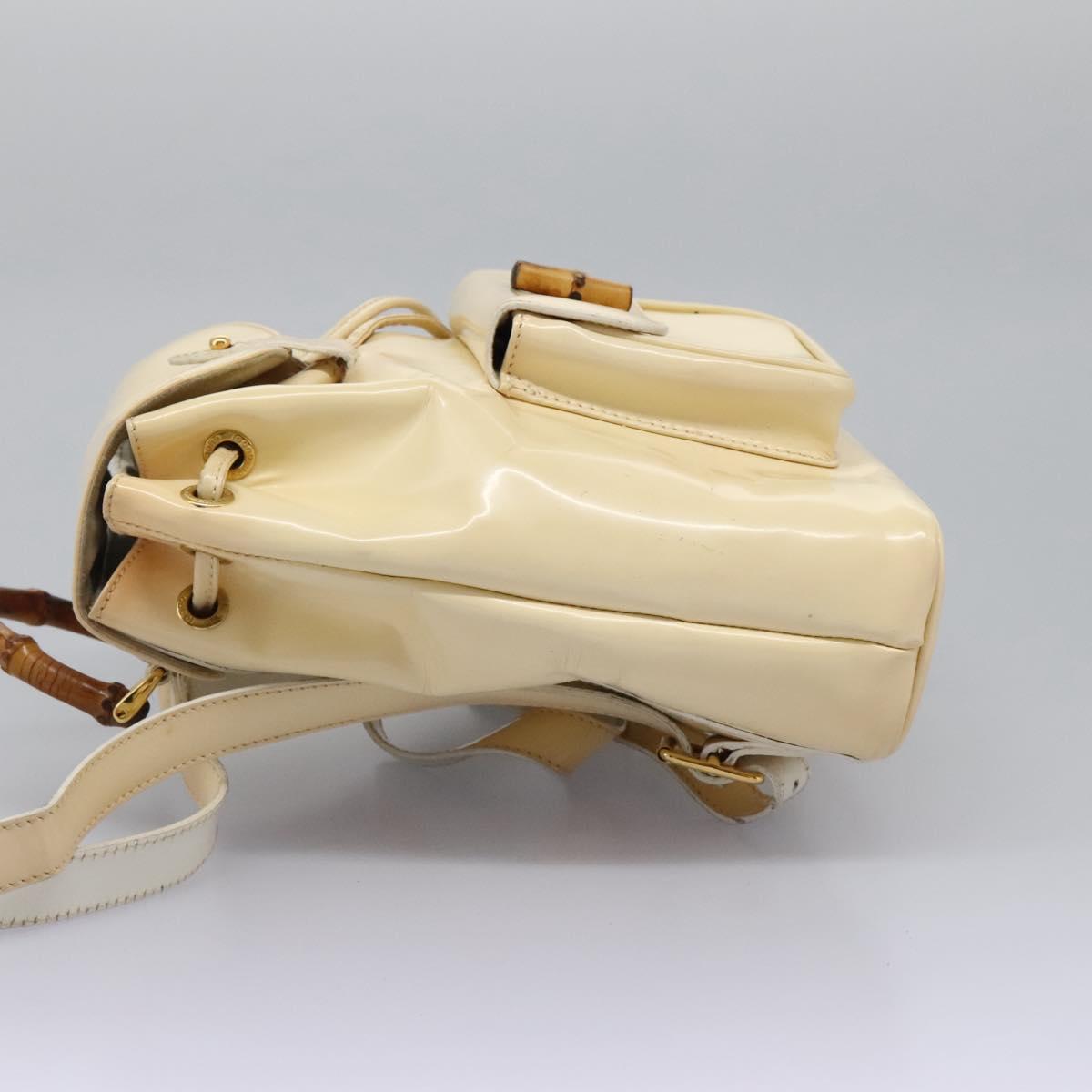 Gucci Bamboo Beige Patent Leather Backpack Bag