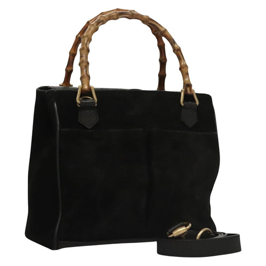 Gucci Bamboo Black Suede Handbag