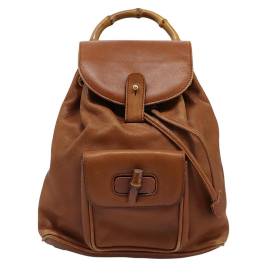 Gucci Bamboo Brown Leather Backpack Bag