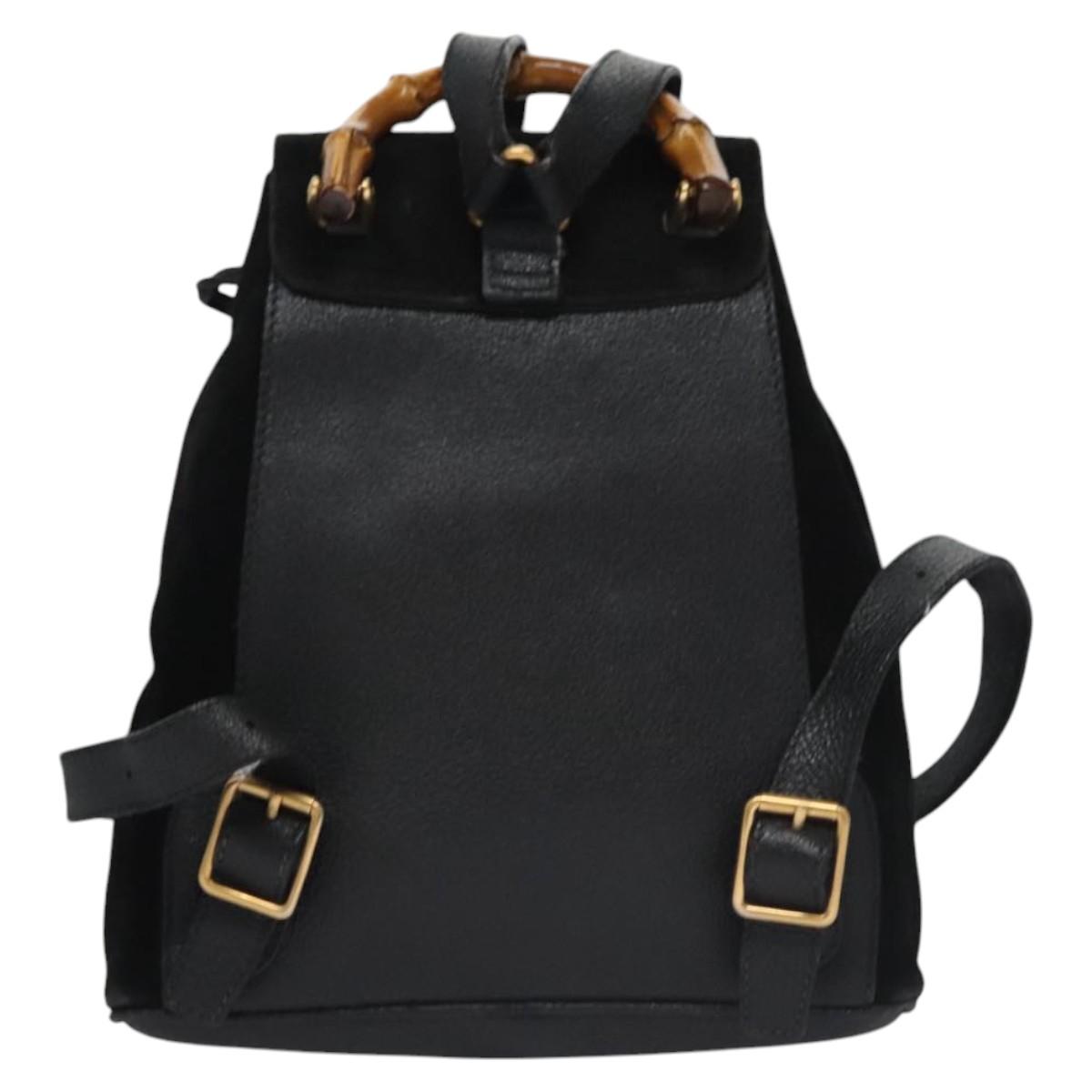 Gucci Bamboo Black Suede Backpack Bag