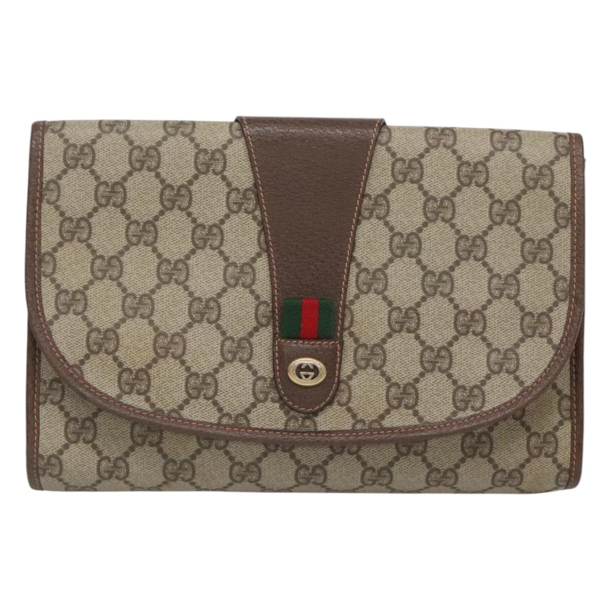 Gucci Ophidia Beige Canvas Clutch Bag