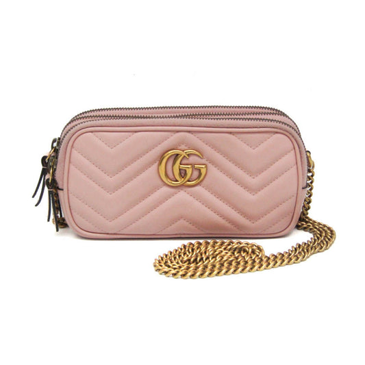 Gucci Marmont Pink Leather Shoulder Bag