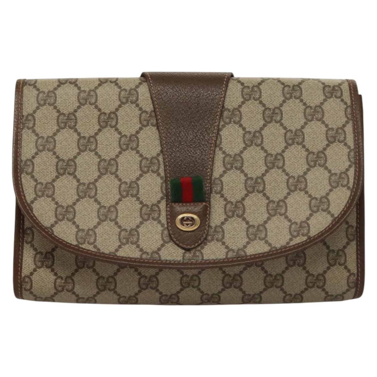 Gucci Ophidia Beige Canvas Clutch Bag