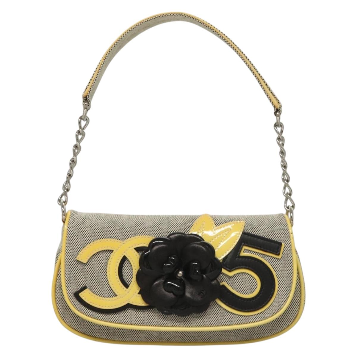 Chanel Camellia Grey Canvas Clutch Bag