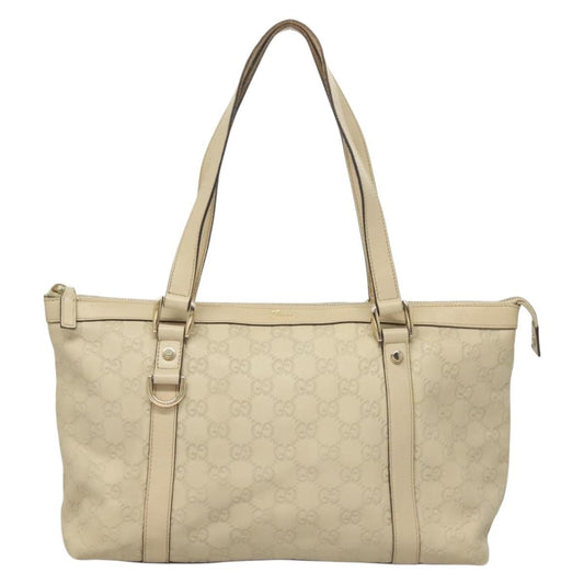 Gucci Abbey White Canvas, Leather Tote Bag